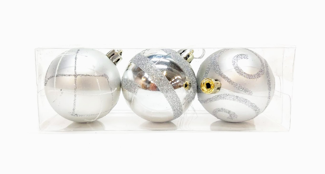 Sada 3 ks vánočních ozdob - koule Ø 5cm, různé barevné varianty Základní barvy: zlatá