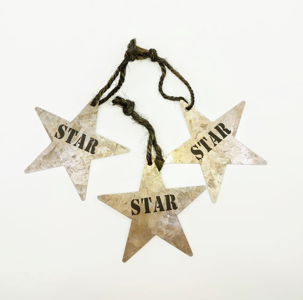 Vánoční závěsná dekorace - plechová hvězda 10 cm, 3ks