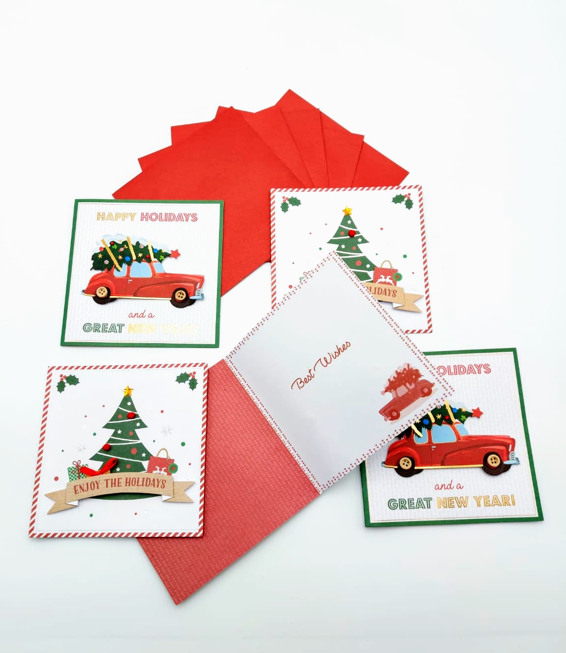 5ks luxusních vánočních přání s obálkami - série 3