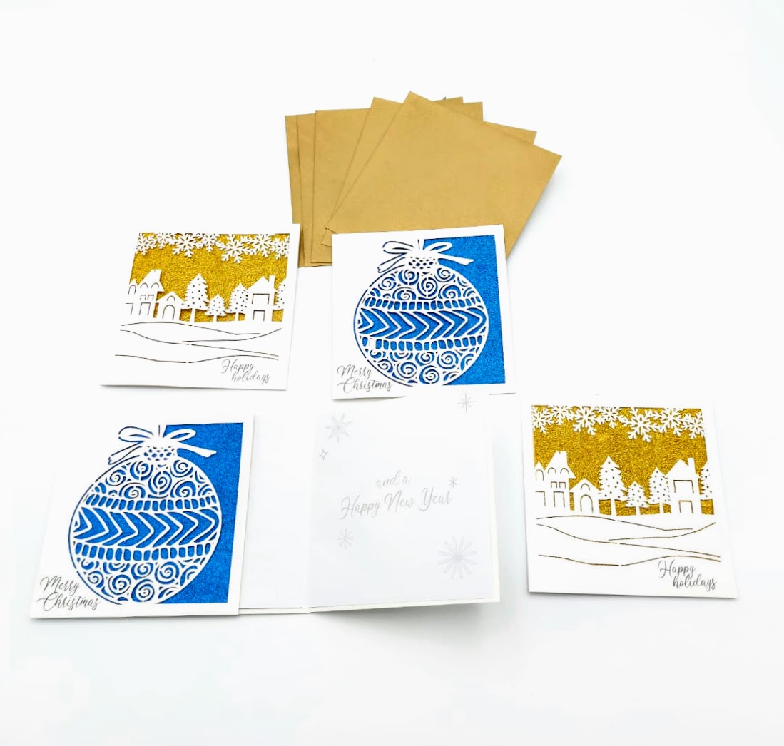 5ks luxusních vánočních přání s obálkami - série 4