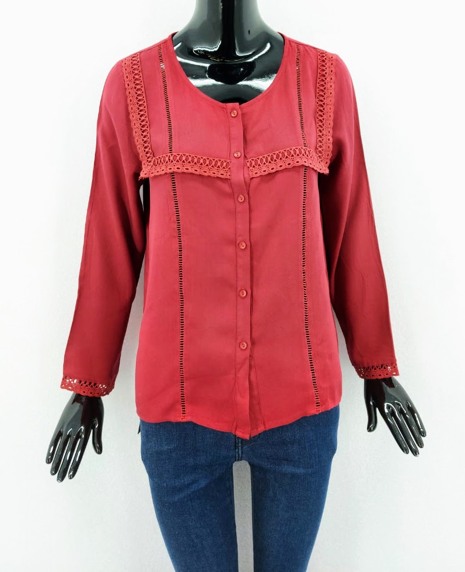 Dámská halenka s krajkou Cherry Paris, červená *Velikosti textil: T3/L