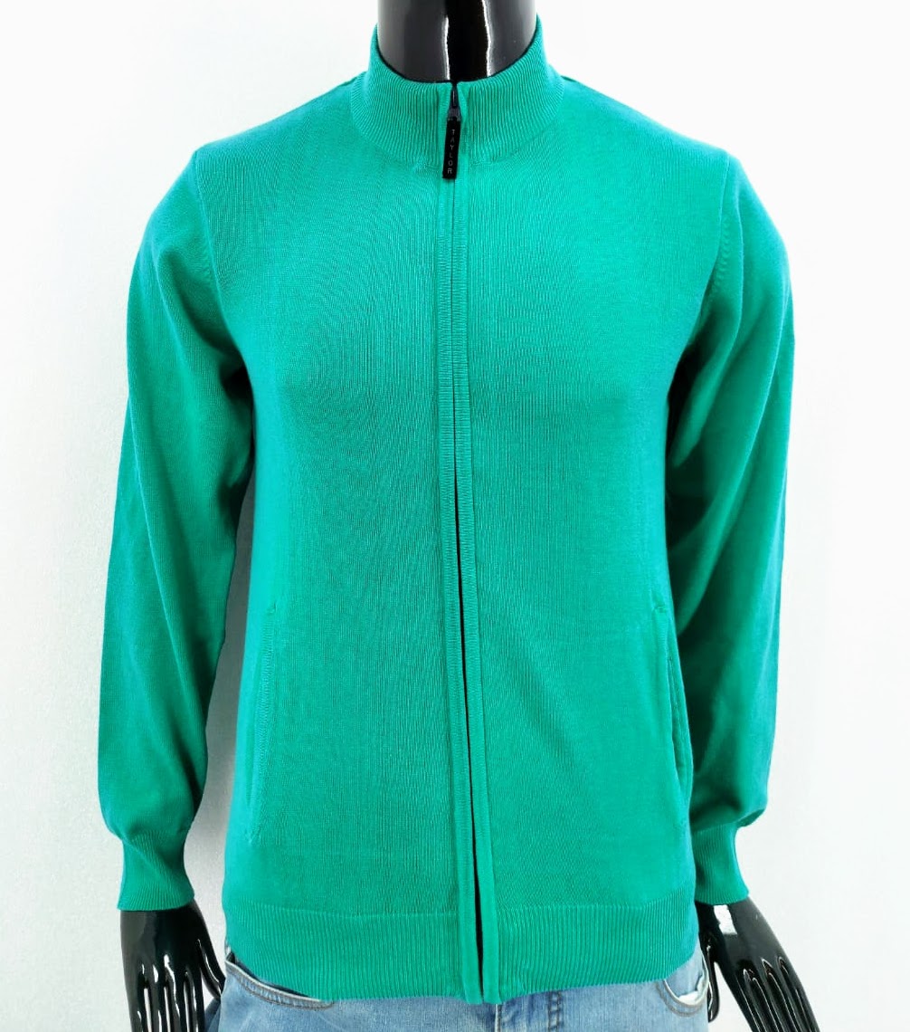 Pánský/chlapecký svetr se zipem Old Taylor, zelený *Velikosti textil: S