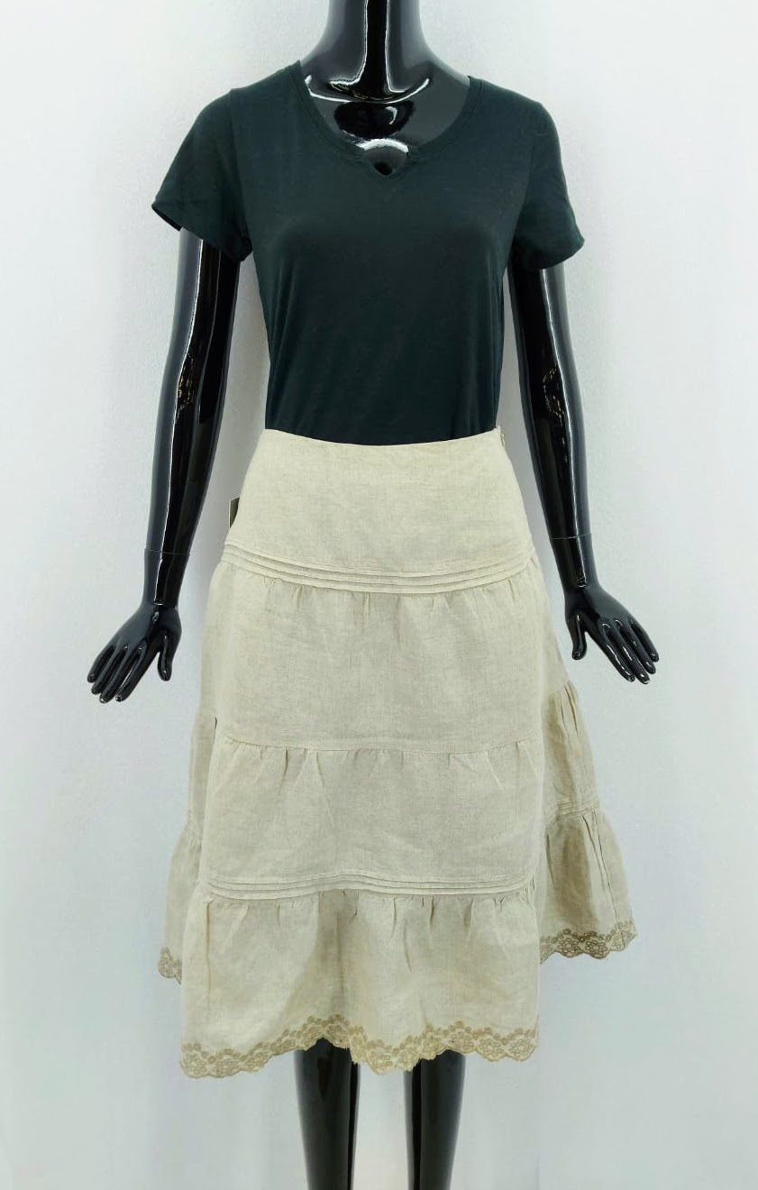 Dámská módní Midi sukně s madeirou Freda, béžová *Velikosti textil: T1/S