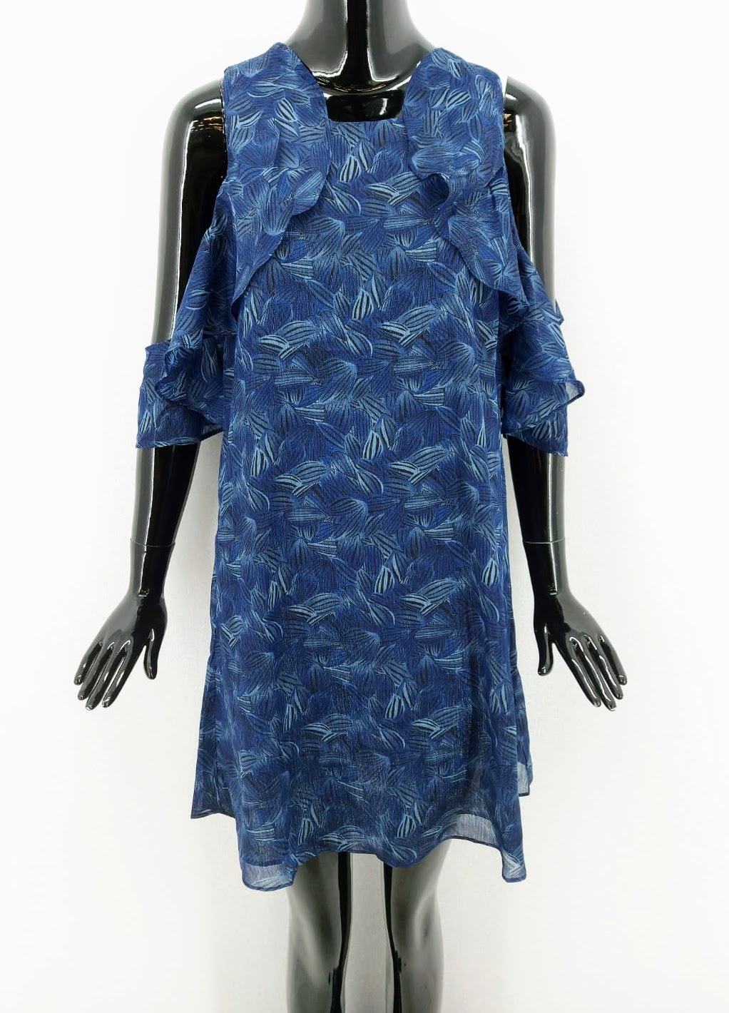 Dámské módní šaty s odhalenými rameny a volány LPB Woman, modré *Velikosti textil: S