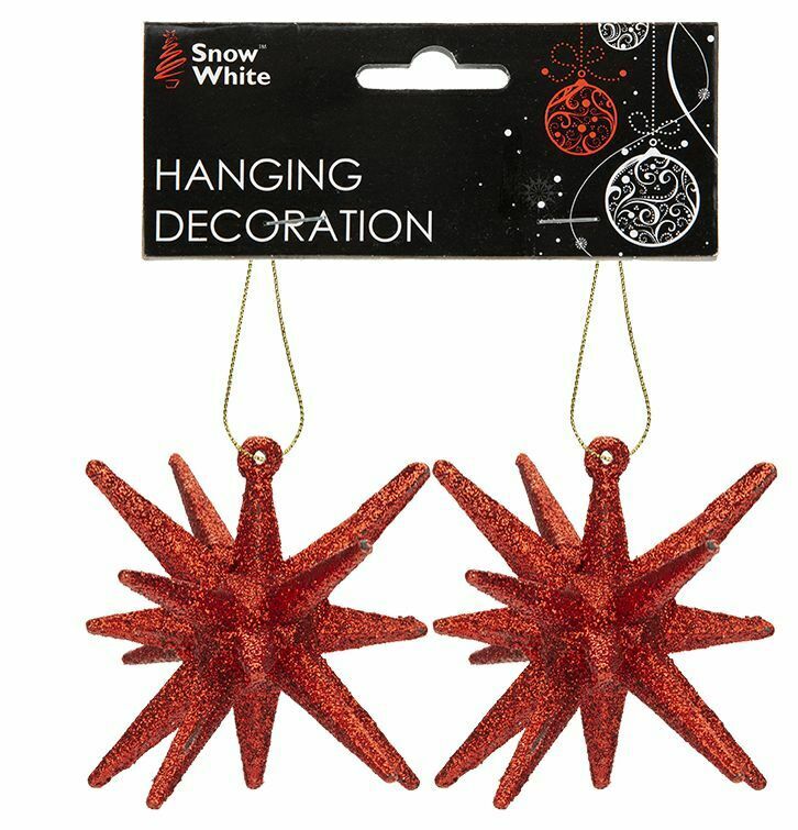 Vánoční třpytivá ozdoba - hvězda 10 cm, 2 ks BARVA: Červená