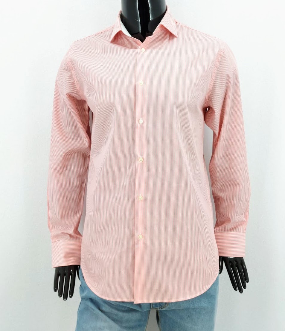 Pánská košile s jemnými proužky Carnet de Vol, červeno-bílá *Velikosti textil: XL