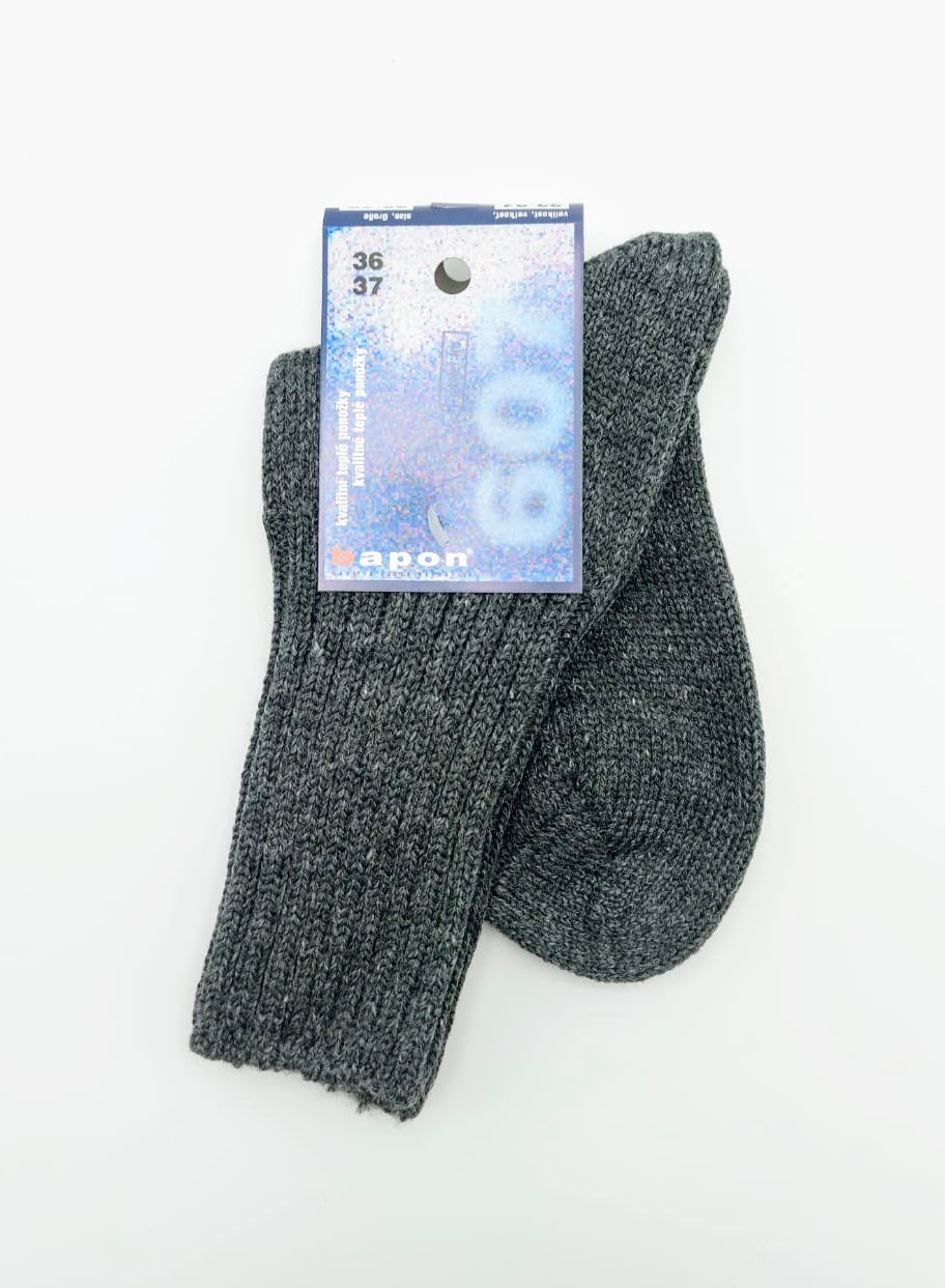Bapon teplé pletené ponožky velikost 36-37, šedé