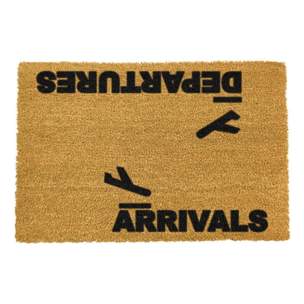 Rohožka z přírodního kokosového vlákna Artsy Doormats Arrivals and Departures, 40 x 60 cm