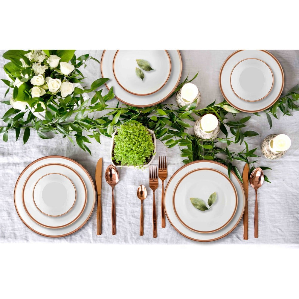 24dílný set porcelánového nádobí Mia Halos Bronze