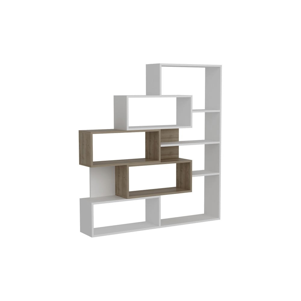 Tera Home Bílá knihovna v dekoru ořechového dřeva Marla - smontováno, kosmetická vada