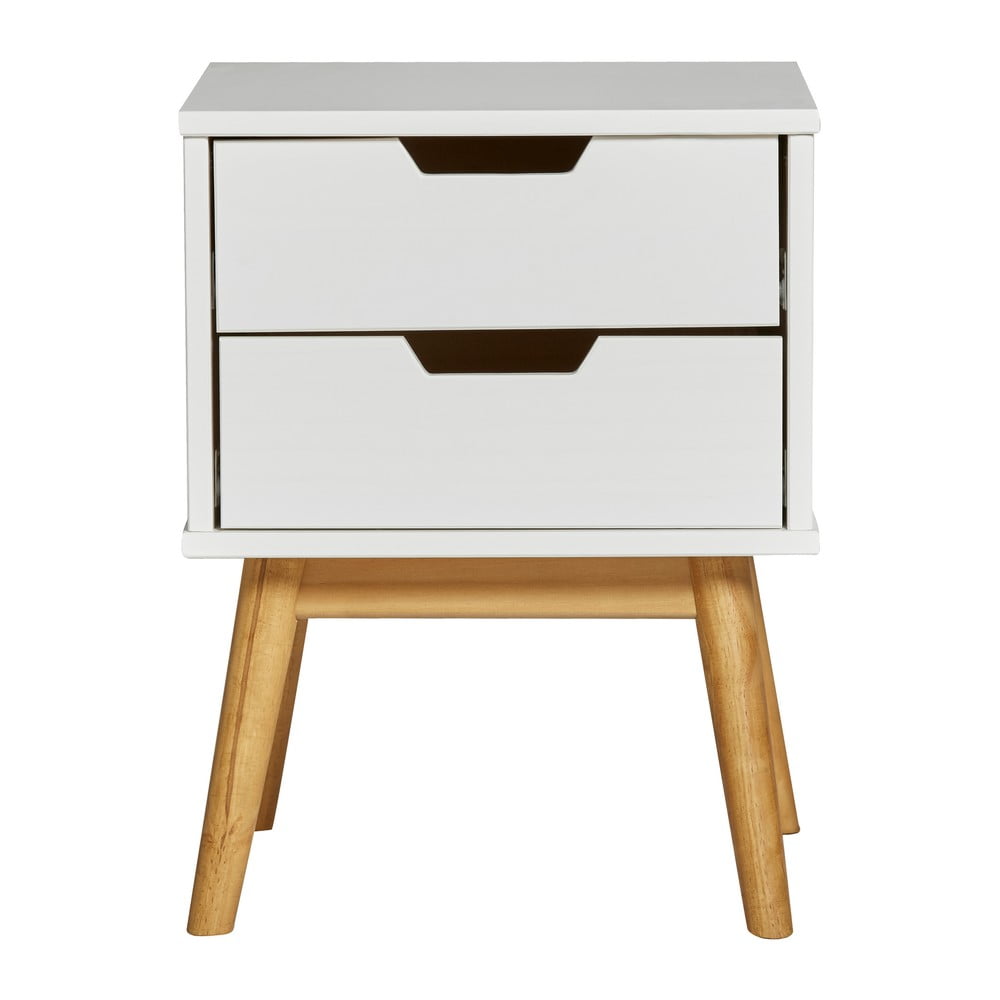 Bílý noční stolek z masivního borovicového dřeva Marckeric Baku - rozbaleno