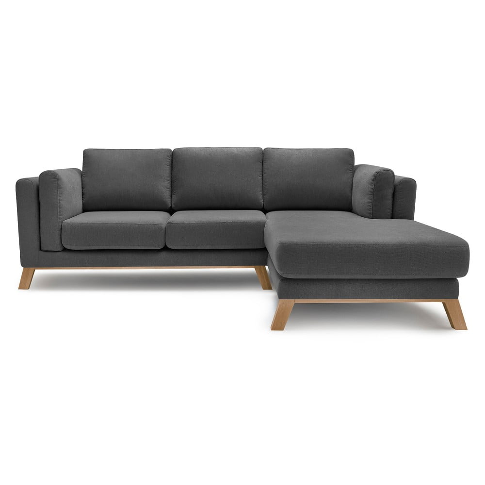 Tmavě šedá rohová pohovka Bobochic Paris Seattle, pravý roh - rozbaleno