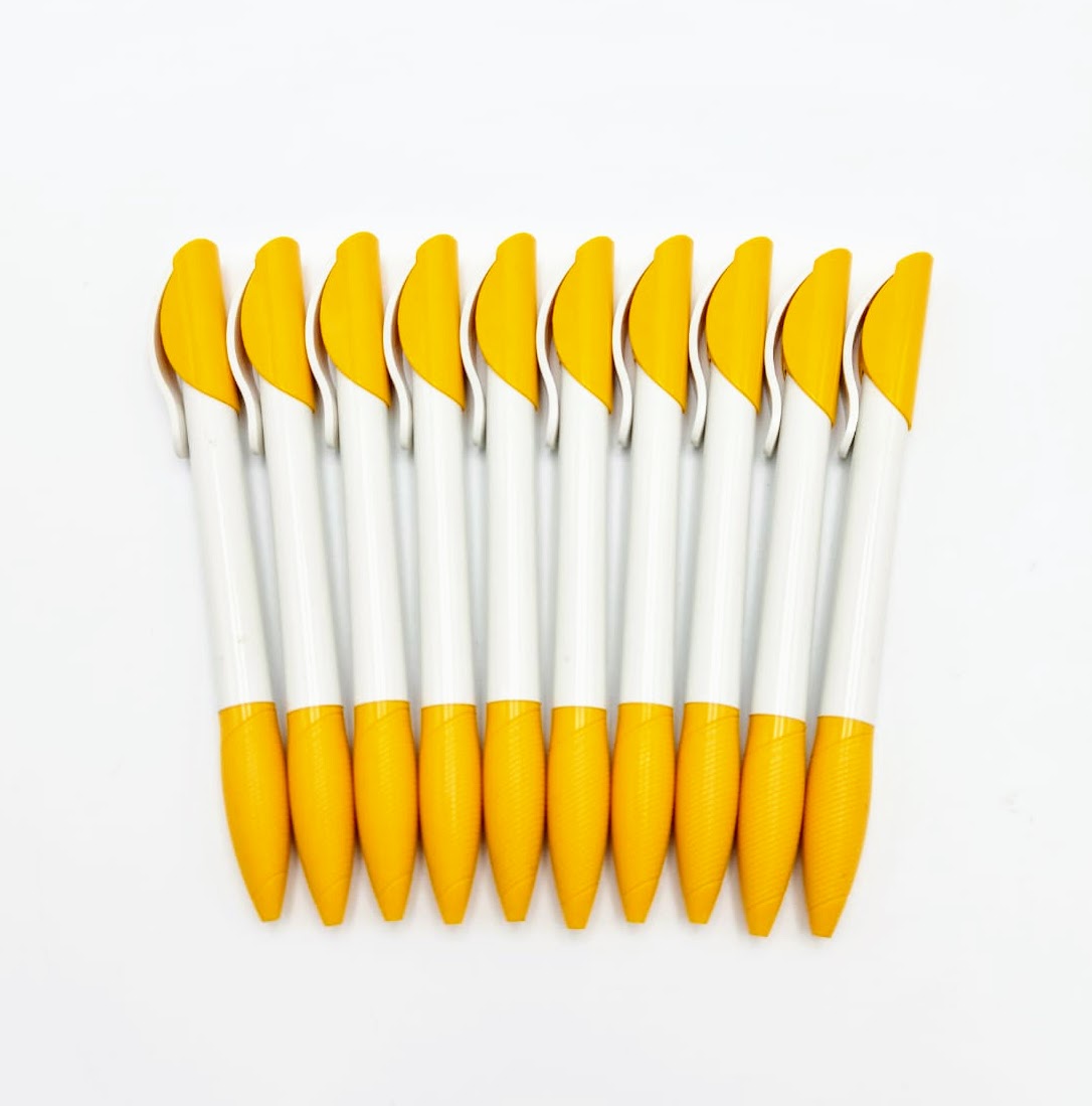 Sada kuličkových per 10 ks, bílo-žlutá