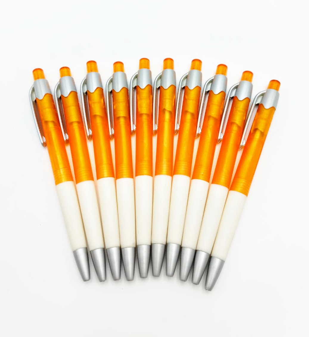 Sada kuličkových per 10 ks, oranžovo-bílá