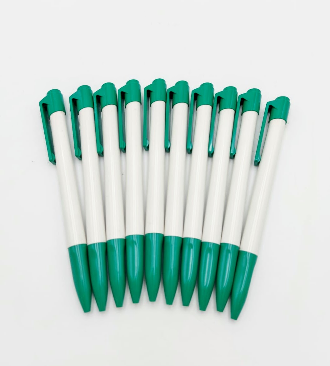 Sada kuličkových per 10 ks, bílo-zelená