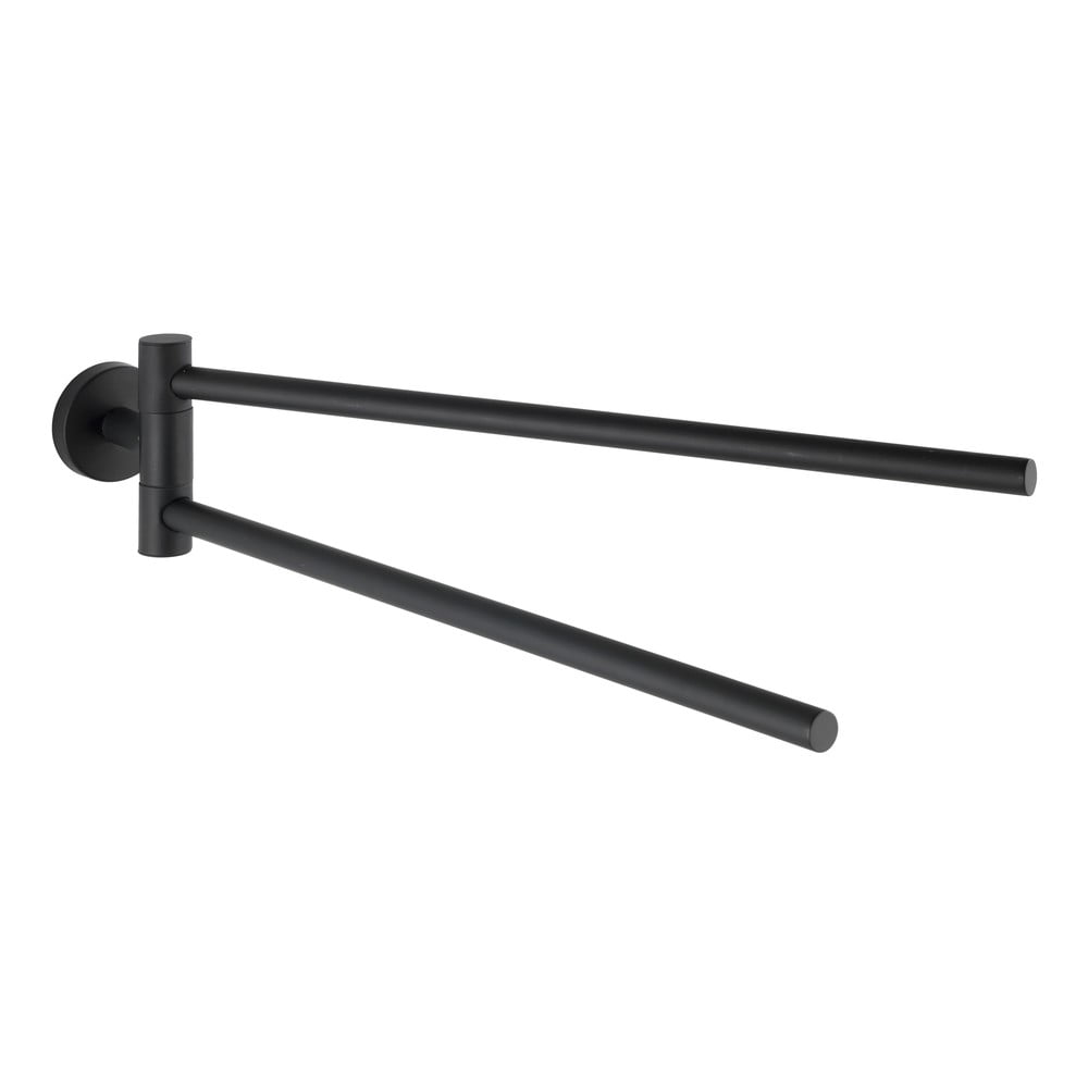 Černý nástěnný držák s 2 rameny na ručníky z nerezové oceli Wenko Bosio Rail - rozbaleno