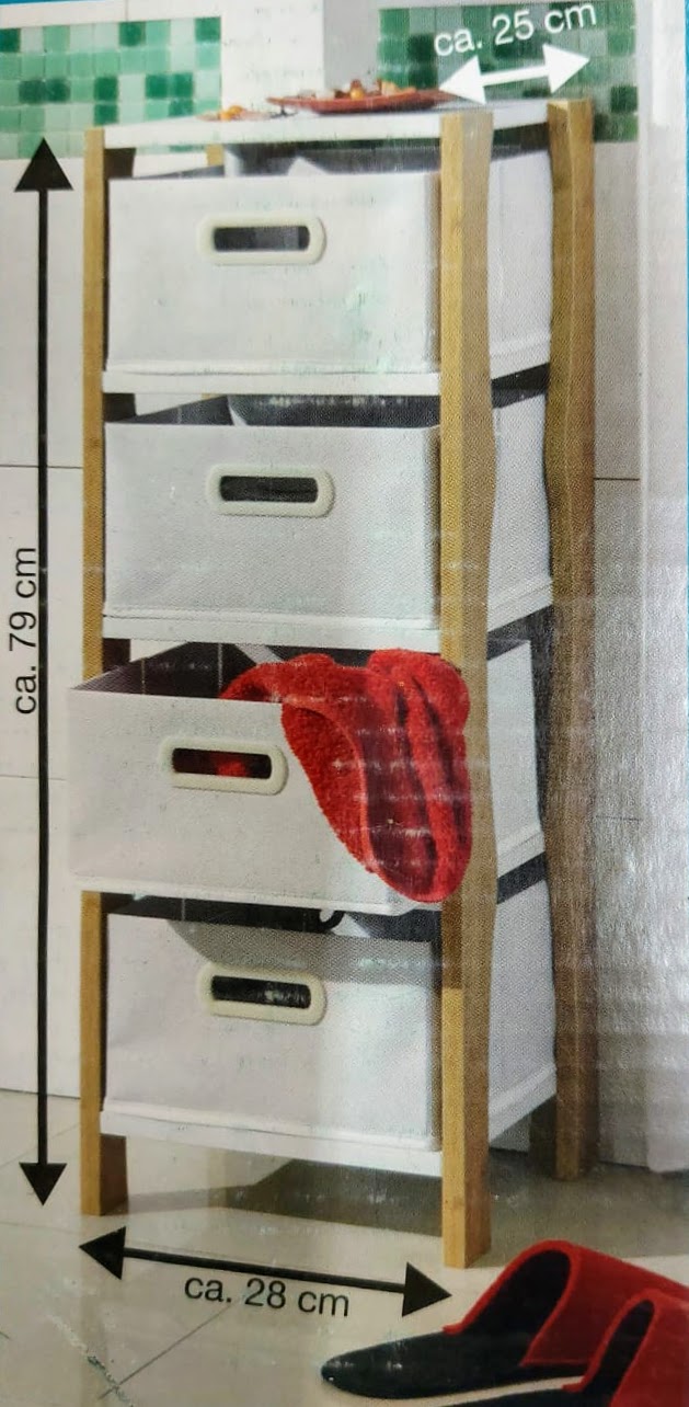 Regál do koupelny Organic - 4 úložné košíky