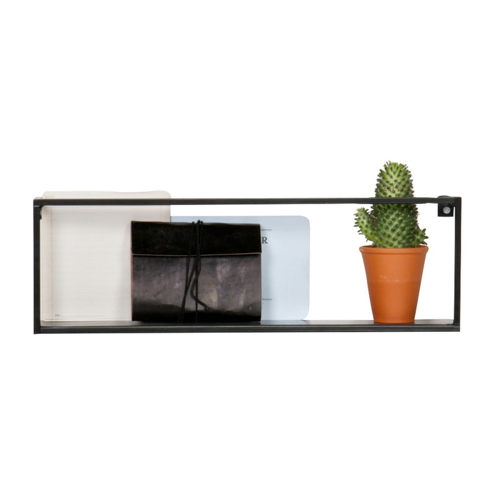 Černá police WOOOD Meert, délka 50 cm - rozbaleno