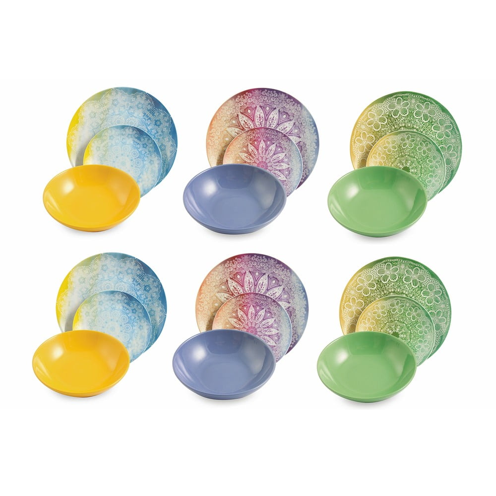 9 dílná sada talířů z porcelánu a kameniny Villa d'Este Canvas