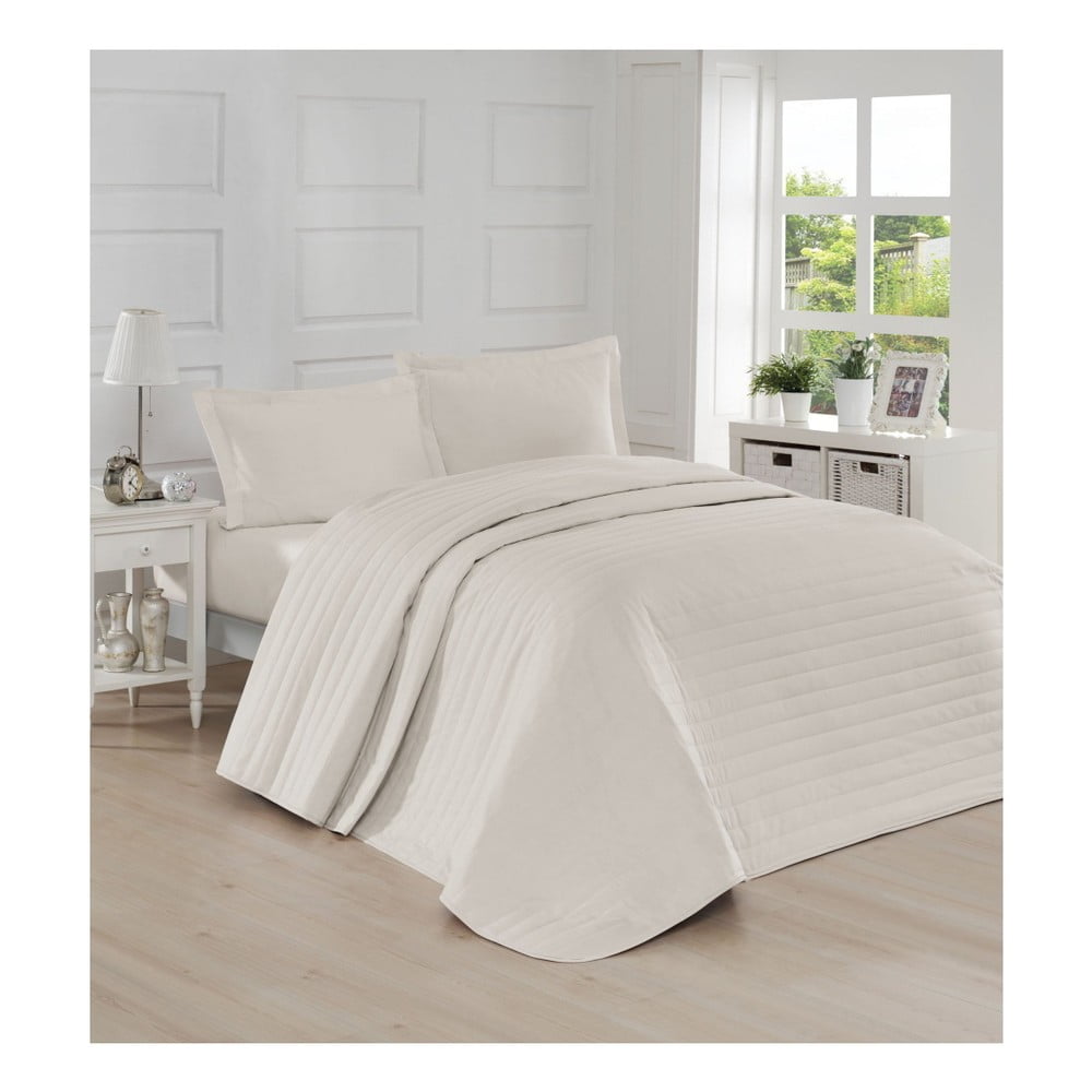 Krémový lehký prošívaný přehoz Mijolnir Monart, 220 x 240 cm  rozbaleno