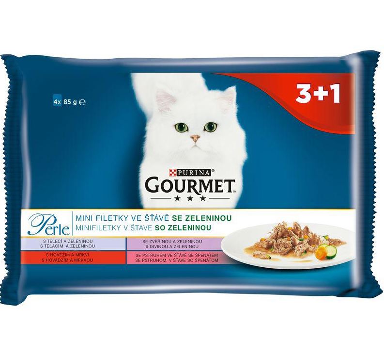 PURINA GP kapsa MINI FILETKY ve šťávě SE ZELENINOU 4ks/85g - 4 x 85g