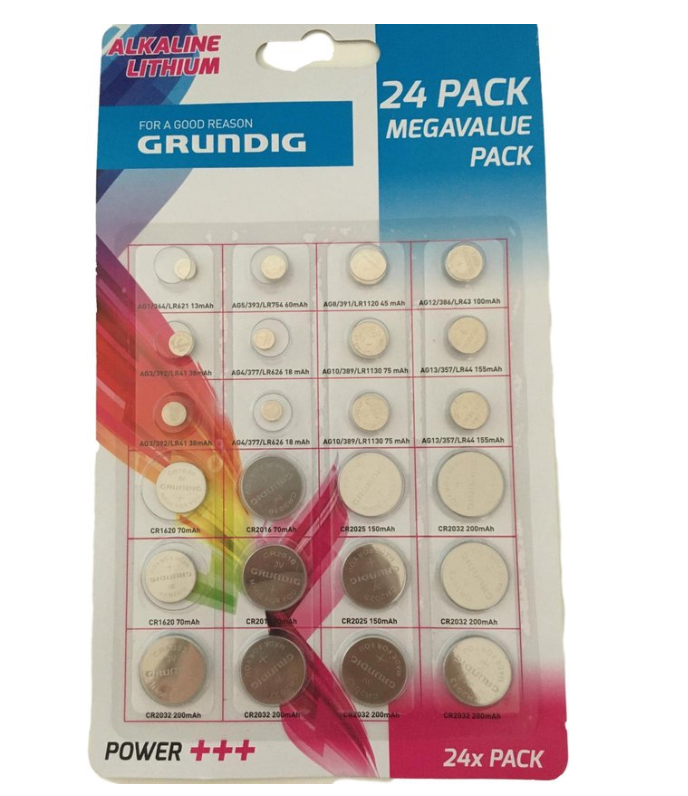 Sada knoflíkových baterií Grundig 24ks