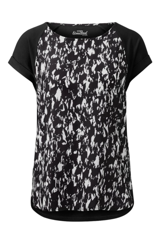 Tchibo Dámské triko s krátkým rukávem, viskoza  -černobílé Velikosti XS-XXL: M