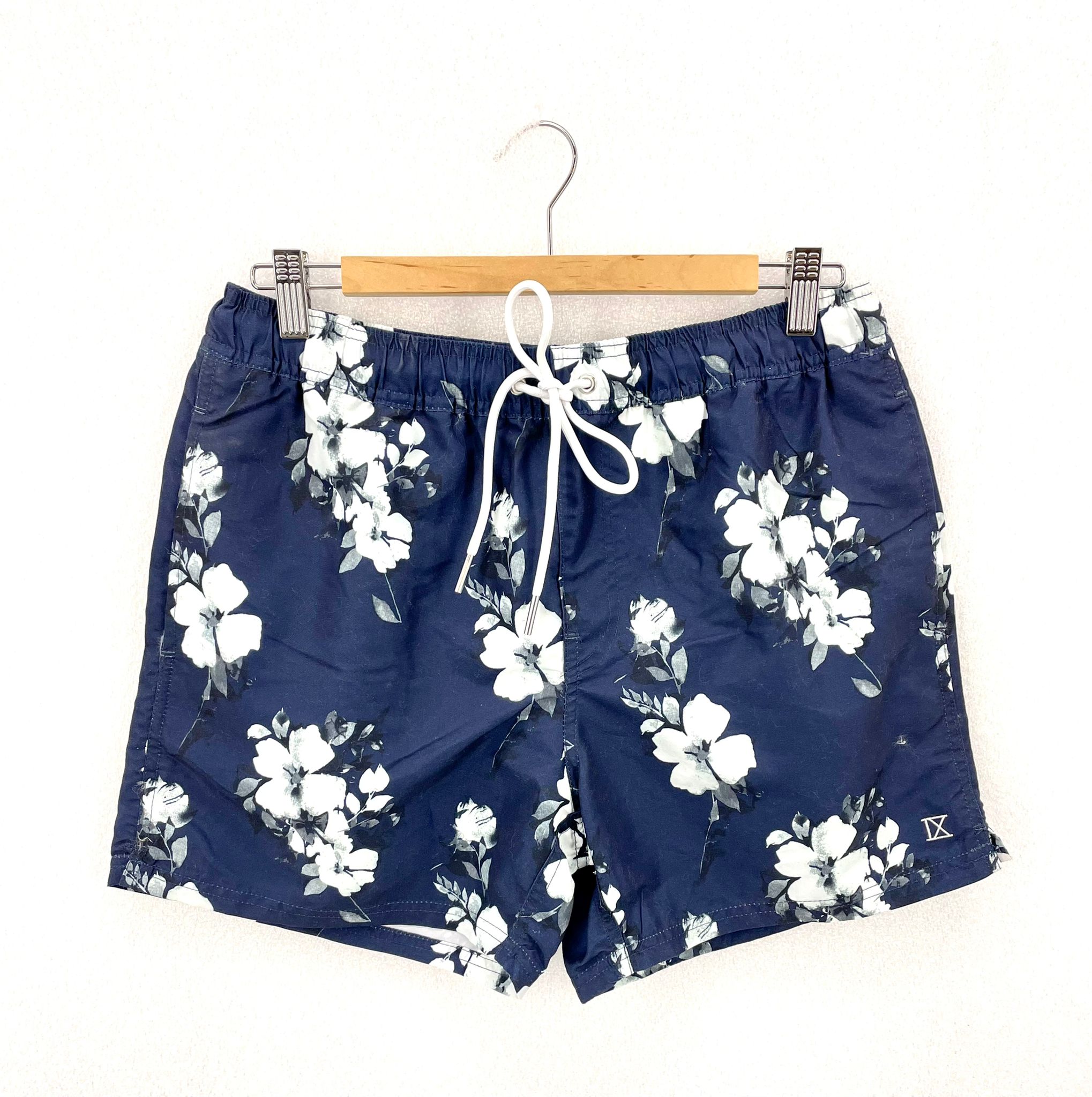 Pánské koupací šortky Nines - tmavě modrá s květinovým designem Velikosti XS-XXL: S
