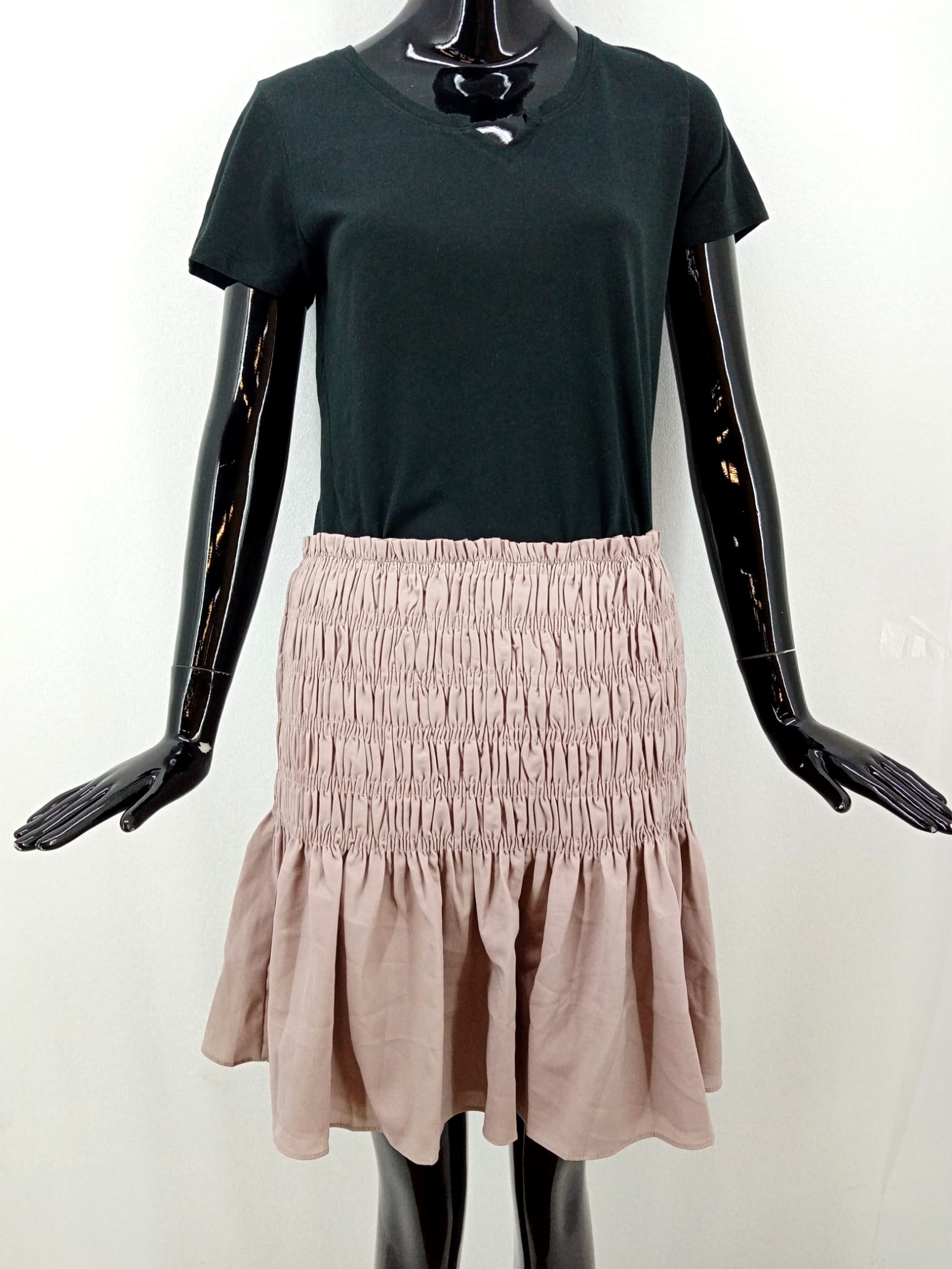 Dámská trendy sukně Neo Noir, růžová s volánem Velikosti XS-XXL: S