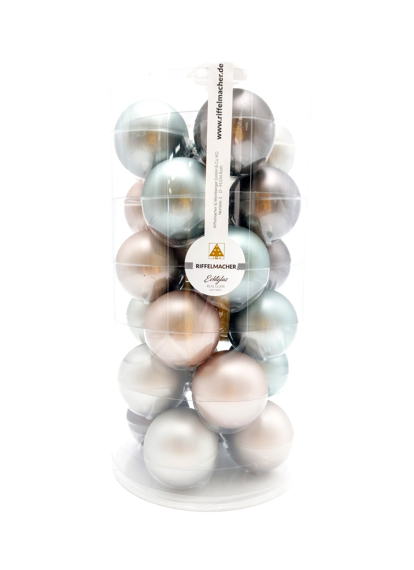 Riffelmacher Set 24 ks vánočních skleněných ozdob - koule ø 6 cm - pastelové