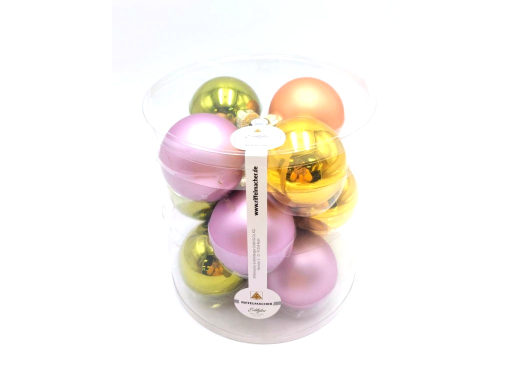 Riffelmacher Set 12 ks vánočních skleněných ozdob - koule ø 8 cm - barevné