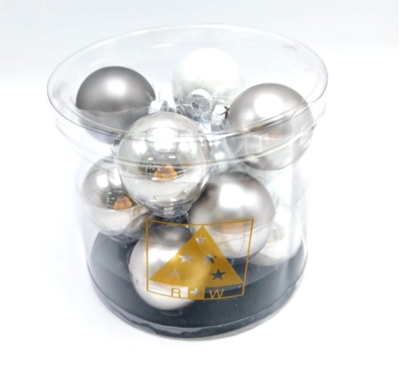 Riffelmacher Set 12 ks vánočních skleněných ozdob - koule ø 5 cm - šedé