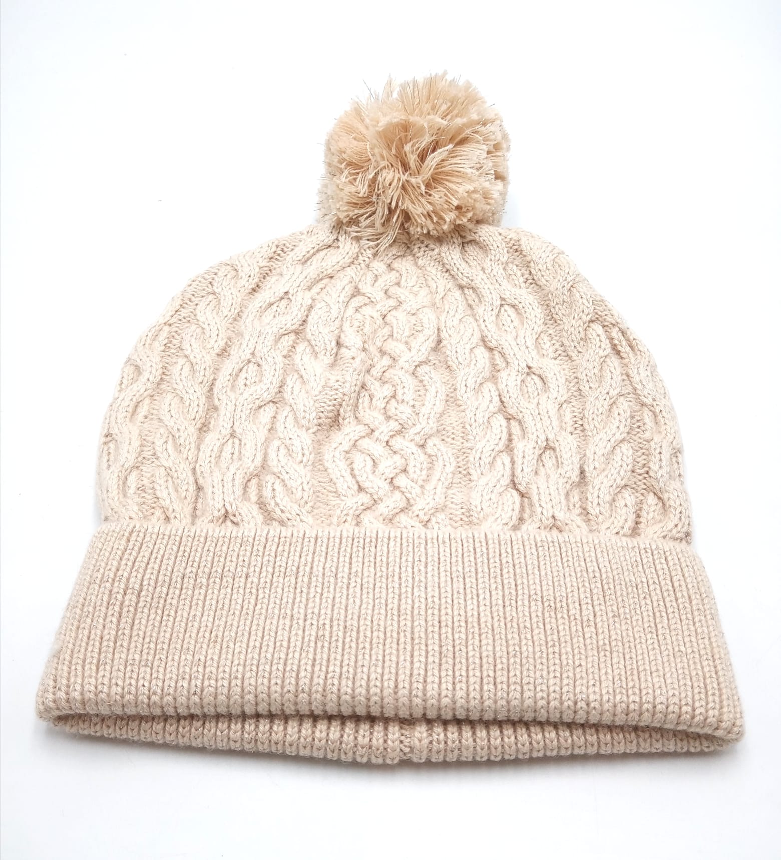 Dámská pletená čepice s bambulí OODJI, béžová