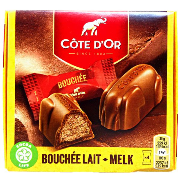 Cote D'or Bonbóny z mléčné čokolády plněné lískooříškovou a mandlovou náplní 4 x 25g