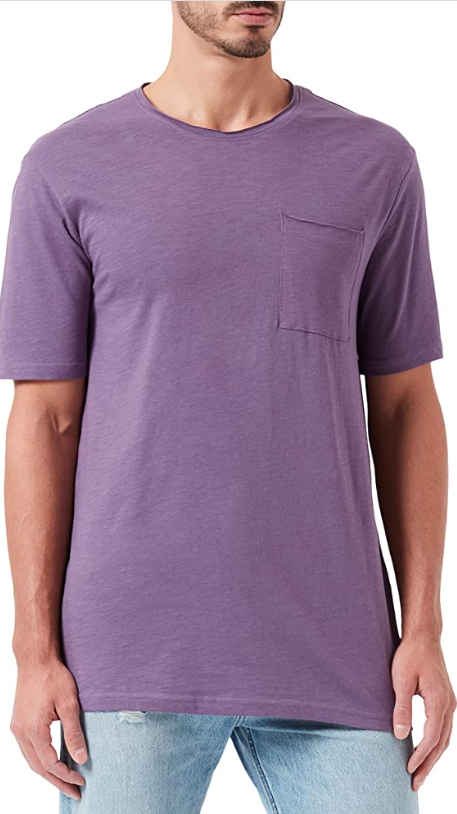 Pánské tričko Only & Sons Onsroy Reg Ss Slub Pocket Tee Noos, fialové, vel.S