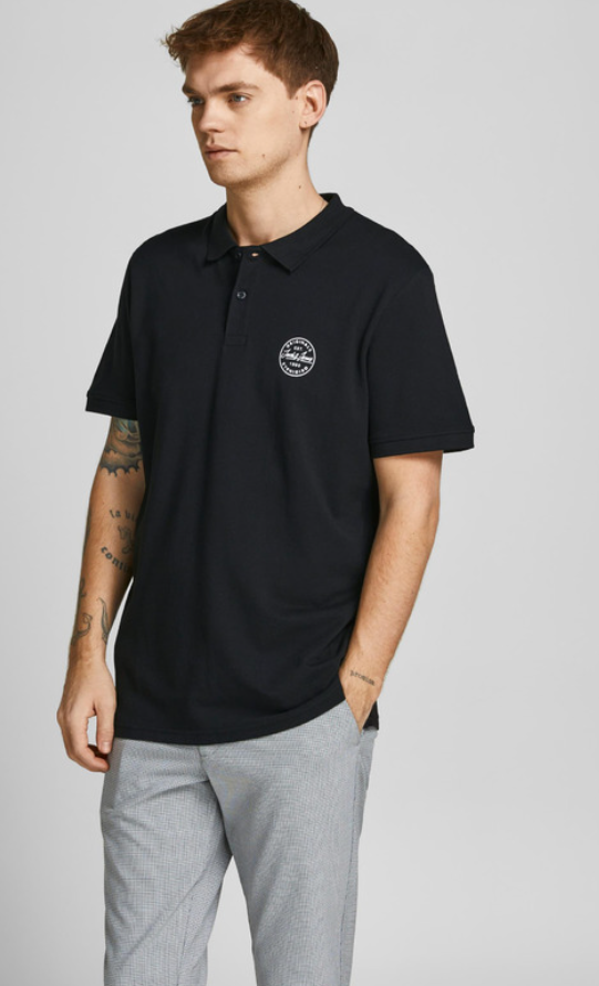 Pánské tričko s límečkem Jack & Jones - černá - vel. XXL