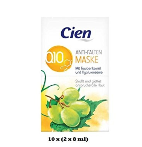 Cien maska ​​proti vráskám Q10 s olejem z hroznových jader a kyselinou hyaluronovou, 2x8ml