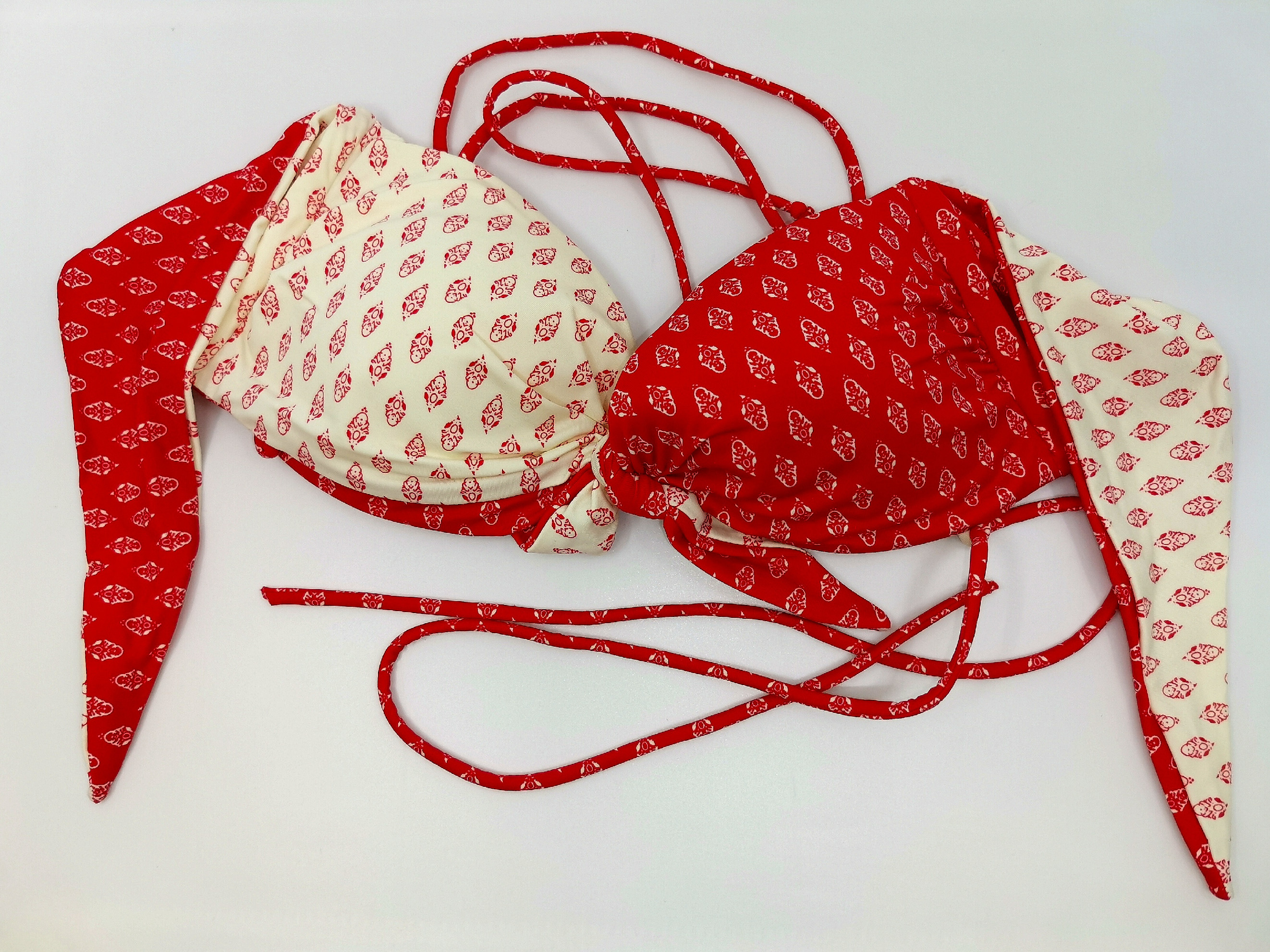 Dámské plavky - vrchní díl - červeno bíle - Schiesser oboustranné Velikosti XS-XXL: M