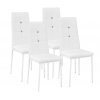 4 Jídelní židle, ozdobné kamínky bílá