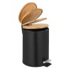 Černý odpadkový koš s bambusovým víkem Wenko Tortona, 3 l  Rozbale(v)no, koš má na sobě malé důlky