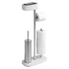 Stojan na toaletní papír se štětkou z nerezové oceli v bílo-stříbrné barvě Rivazza – Wenko  Rozbale(v)no