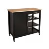 Regál na kolečkách do kuchyně, mobilní, černá barva