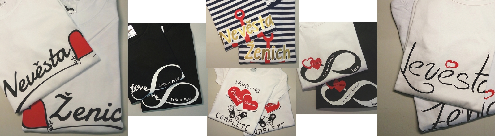 Trička pro páry, tričko pro nevěstu, tričko pro ženicha a svědky