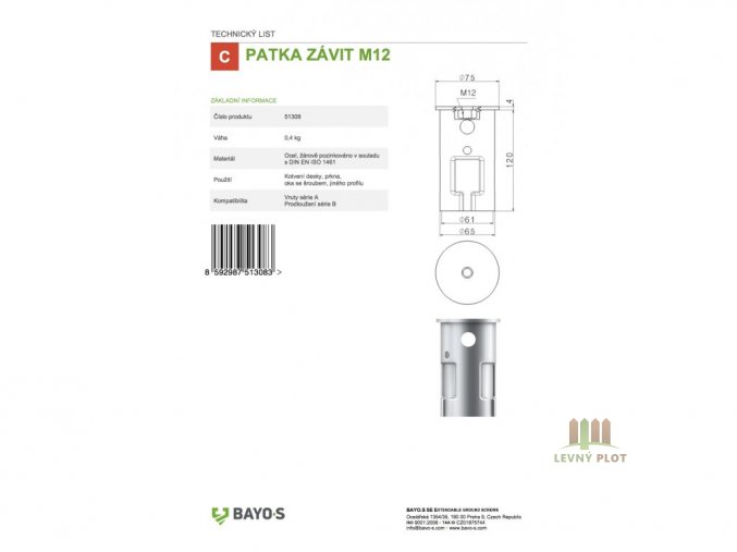 BAYOS Patka závit M12