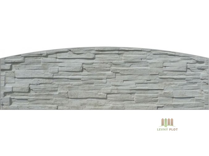 Betonový panel oblouk jednostranný 200x50-66x4 cm - štípaný kámen - přírodní