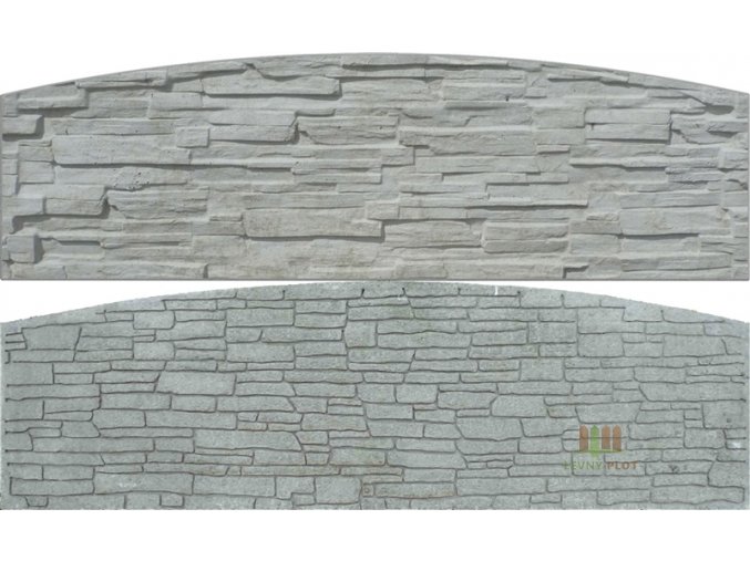 Betonový panel oblouk velký oboustranný štípaný kámen 200 x 50-66 x 4 cm - přírodní