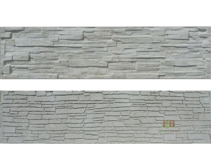 Betonový panel rovný oboustranný štípaný kámen 200 x 50 x 4 cm - přírodní