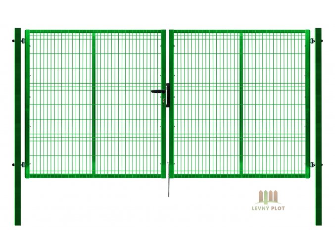 Ideal brána Pilofor š. 4108 x v. dle výběru, se zámkem, zelená RAL6005 (Výška v mm: 2045 mm)