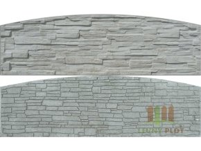 Betonový panel oblouk velký oboustranný štípaný kámen 200 x 50-66 x 4 cm - přírodní