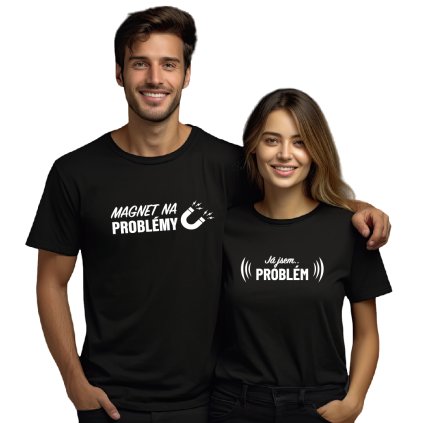 Tričko pro pár magnet na problémy černé